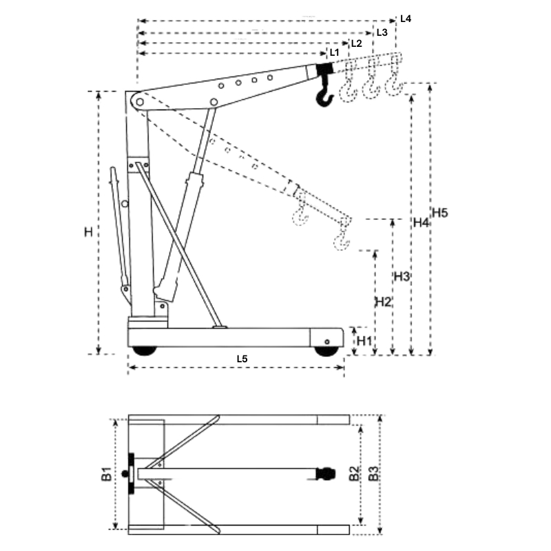 Imagen del esquema de la grua para palets europeos 